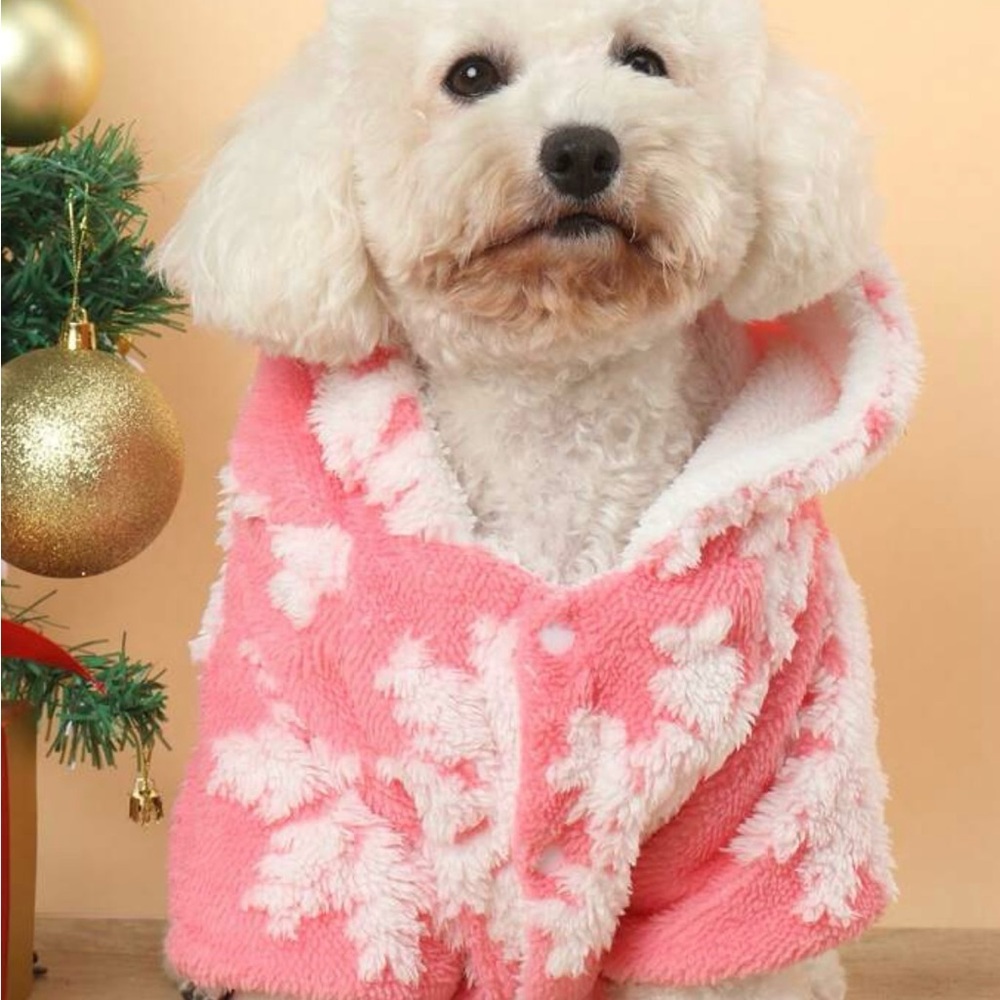1pc Thickened And Fleece-Lined Polyester Pet Hoodie, Washable.‎